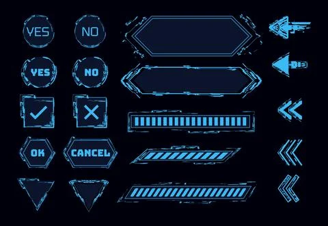 Futuristic elements for web design, vector illustration isolated on black. Stock Illustration