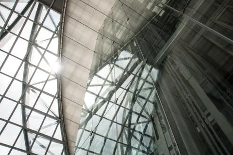 Futuristic elevator in the modern building Stock Photos