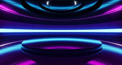 Futuristic Empty Stage Alien Ship Modern Future Background Technology Sci-Fi  Illustrazione stock