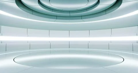 Futuristic Empty Stage Alien Ship Modern Future Background Technology Sci-Fi  Stock Illustration