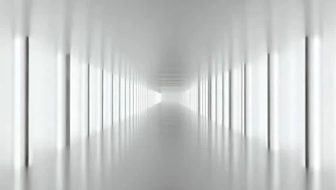Futuristic empty white corridor with columns and bright light. Seamles Stock Footage 300016051