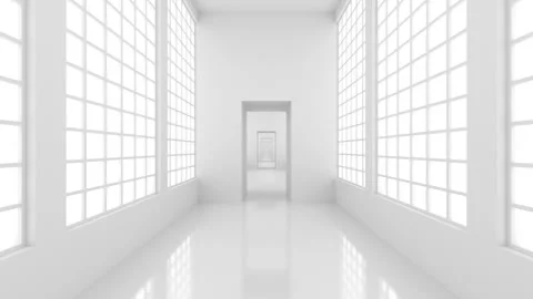 Futuristic empty white corridor Stock Footage 277206321
