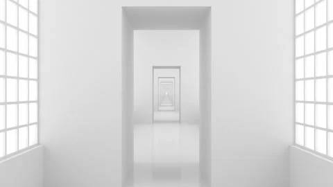 Futuristic empty white corridor Stock Footage 277206360