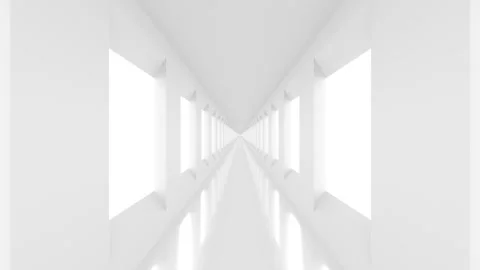 Futuristic empty white corridor Stock Footage 277207028
