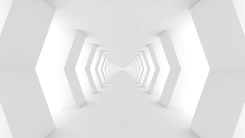 Futuristic empty white corridor Stock Footage 277207612