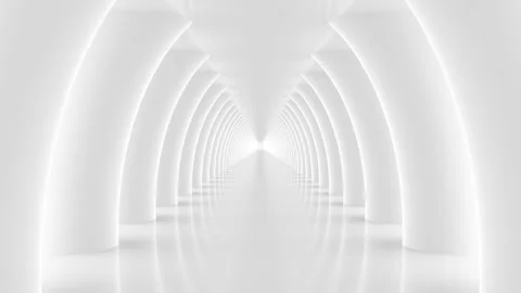 Futuristic empty white corridor Stock Footage 277489053