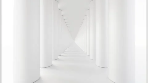 Futuristic empty white corridor Stock Footage 277489070