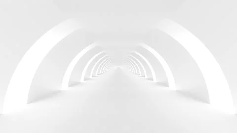 Futuristic empty white corridor Stock Footage 329385736