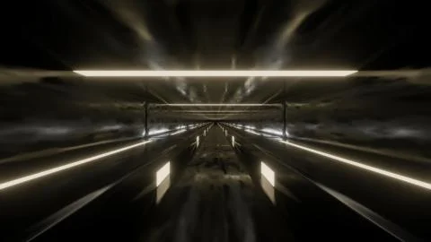 Futuristic endless sci fi corridor 3d rendering illustration Stock Illustration