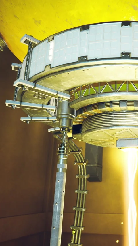 Futuristic energy generator spins in a high tech laboratory setting Stock Footage 331834792