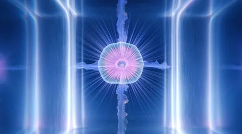 Futuristic energy orb radiating rainbow light Stock Footage 331454098
