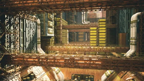 Futuristic engine bay blending vintage charm with contemporary scale Video stock 338337090