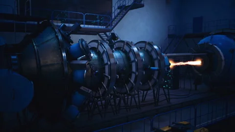 Futuristic engine test emphasizing sustainability and efficiency parameters Video stock 333556264