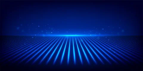 Futuristic environment with lines from glowing dots. Abstract hi-tech background Illustrazione stock