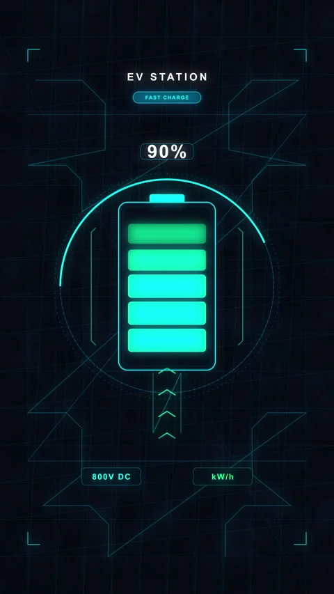 Futuristic EV charging station animation HUD display loop Stock Footage 346635457