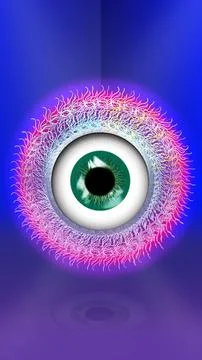Futuristic exotic alien psychedelic wavy iridescent eye eyeball spiral groovy Stock Illustration