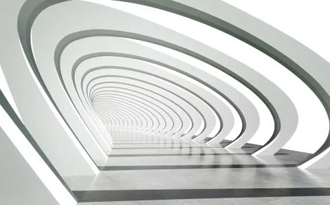 Futuristic exterior pathway structure under modern arcs Stock Illustration