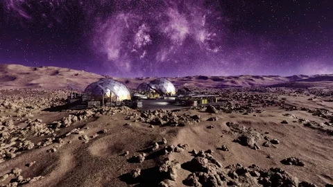 Futuristic extraterrestrial colony within radiant celestial landscape scene Vídeos de archivo 339620969