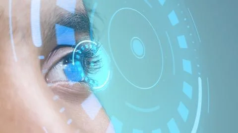 Futuristic eye with high-tech Hud Stock Illustration