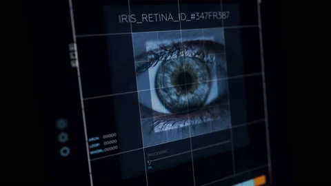 Futuristic Eye Retina Biometric Data Analysis Unlocking Identity Access Stock Footage 233654638