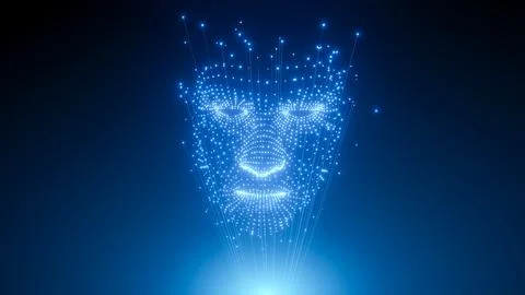 Futuristic face AI or Artificial Intelligence. Stock Illustration