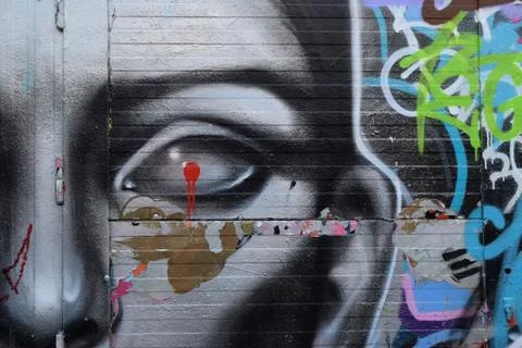 Futuristic face graffiti Foto stock