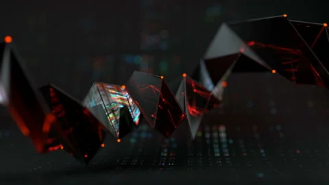 Futuristic faceted shape seamless loop 3D render animation Stock Footage 157086106