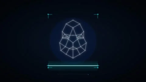 Futuristic facial recognition scan with digital biometric wireframe interfa.. Stock Footage 337560851