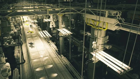 Futuristic factory setting. Modern automated manufacturing environment Stock Footage 335102274