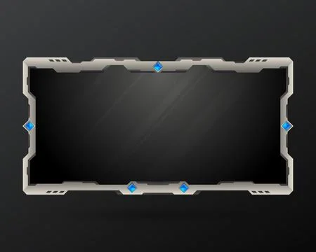 Futuristic fantasy game gui stream overlay screen panel frame template Stock Illustration