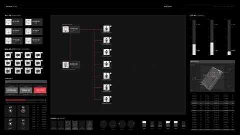 Futuristic fantasy user interface screen | Data trace Hud video Stock Footage 289061810