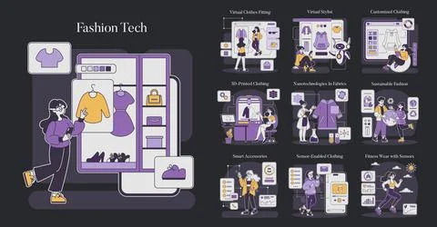 Futuristic Fashion Tech Set. Vector illustration. Stock Illustration