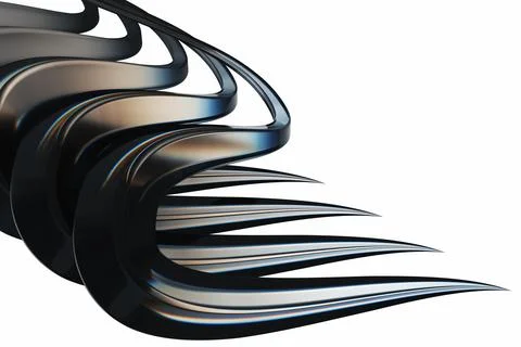 Futuristic feather wings made of volcanic glass obsidian on white background. Иллюстрация
