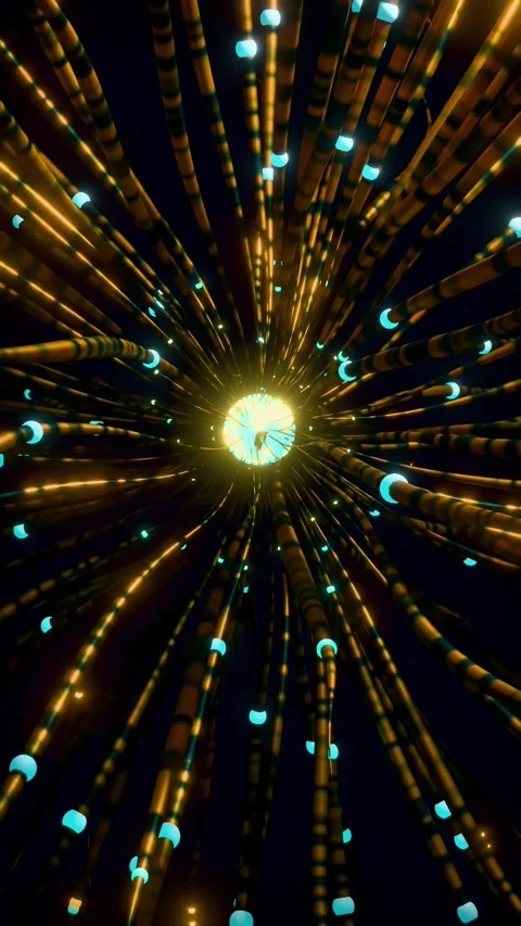 Futuristic Fiber Optic Cables Data Network With Glowing Blue Tips And Central 스톡 동영상 348564713
