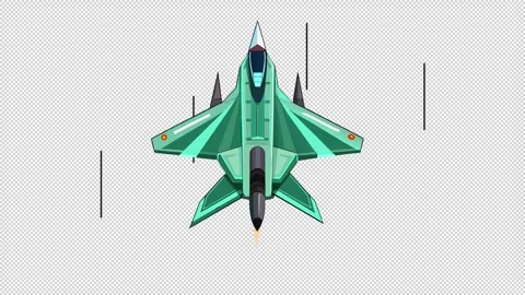 Futuristic Fighter Jet Top View Stock Footage 321870345