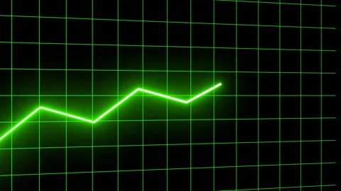 Futuristic financial chart with glowing up trend line graph on grid backgroun 스톡 동영상 310344137