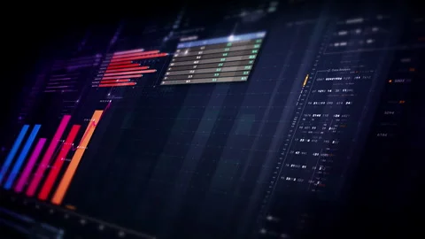 Futuristic financial trading dashboard motion background Stock Footage 320657052