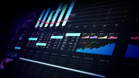 Futuristic financial trading dashboard motion background Video stock 320657259