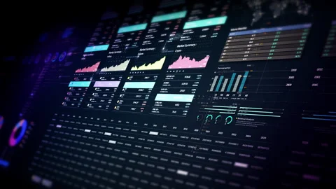 Futuristic financial trading dashboard motion background Video stock 320669357