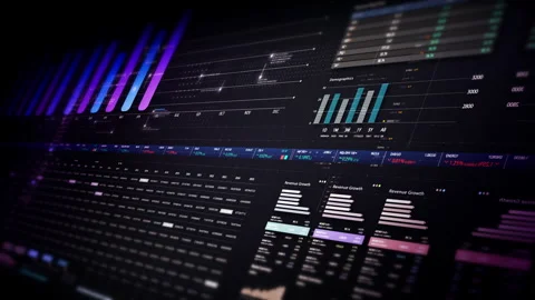 Futuristic financial trading dashboard motion background Video stock 321192104