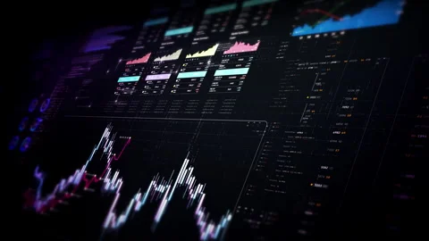 Futuristic financial trading dashboard motion background Video stock 321192292