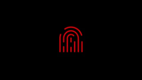 Futuristic fingerprint biometric scanner animation isolated on black backgr.. Stock Footage 340408266