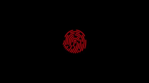 Futuristic fingerprint biometric scanner animation isolated on black backgr.. Stock Footage 340408270