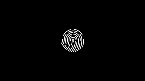 Futuristic fingerprint biometric scanner animation isolated on black backgr.. Vidéo 340601276