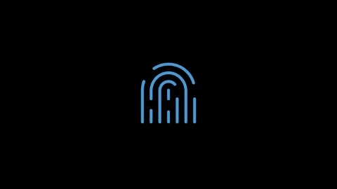 Futuristic fingerprint biometric scanner animation isolated on black backgr.. Stock Footage 341516231
