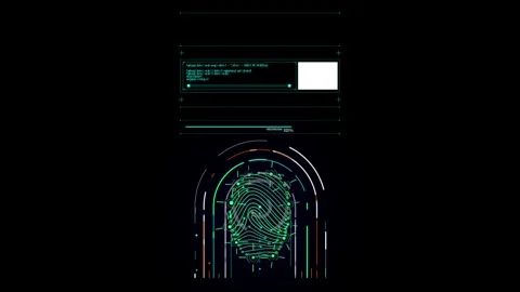 Futuristic Fingerprint Interface with Digital Identification Elements 스톡 동영상 341917852