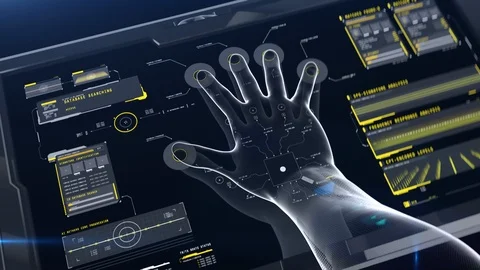 Futuristic fingerprints scan, match found, access granted, authorization Stock Footage 117136905