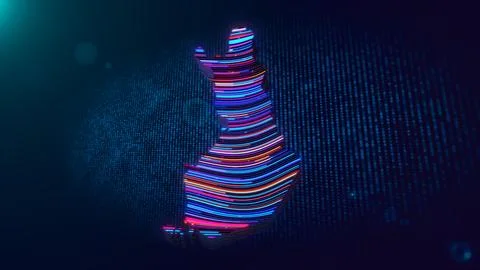 Futuristic Finland Map With Flowing Multicolor Neon Light Lines Stock Illustration