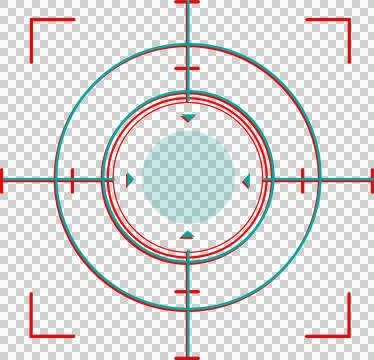 Futuristic flat design target reticle is hovering on transparent background with Illustrazione stock
