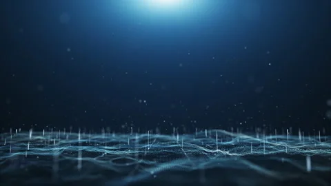 Futuristic flight through a digital line  landscape, 3D rendering. Stock Footage 156460025